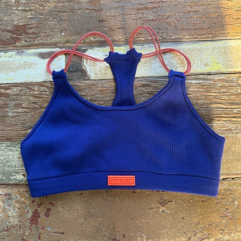 IVY PARK X adidas Ribbed Knit Legacy Indigo Sports Bra Top | Size Large - Picture 5 of 8